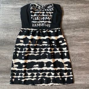 Small Strapless Hurley Black and White Mini Dress